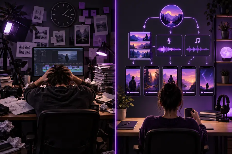 A completed faceless short video concept shown in a demo